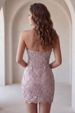 Vestido Curto de Regresso a Casa Curto Curto de Boas-Vindas Bodycon Bodycon Bodycon Pérolas Florais Franzidos e Vestido Curto de Regresso a Casa