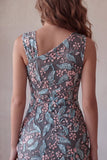 Vestido Curto de Regresso a Casa Preto, Bodycon Floral, Franzido e Bordados