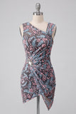Vestido Curto de Regresso a Casa Preto, Bodycon Floral, Franzido e Bordados