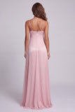 Vestido formal longo de alças finas cor-de-rosa claro