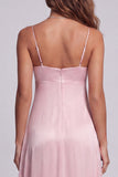 Vestido formal longo de alças finas cor-de-rosa claro