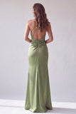 Sereia Verde Franzida Halter Tiras Cruzadas Vestido Formal Longo
