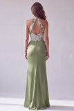 Vestido Formal Formal Verde Merimaid Floral Floral Halter Franzido