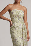 Vestido de mãe da noiva floral Body-Sage Body-Con Lantejoulas, Body-Con Alças,