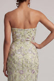 Vestido de mãe da noiva floral Body-Sage Body-Con Lantejoulas, Body-Con Alças,