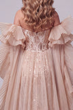 Vestido comprido de concurso com cauda e tremenda Champagne Sweetheart Mermaid Sequins