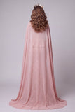 Sweetheart Blush Sereia Floral com Lantejoulas Folhos Vestido de Concurso Longo com Capa