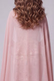 Sweetheart Blush Sereia Floral com Lantejoulas Folhos Vestido de Concurso Longo com Capa