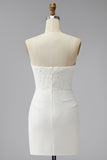 Vestido Mini Chuveiro de Noiva Bodycon Bodycon Branco Sem Alças com renda