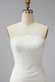 Vestido Mini Chuveiro de Noiva Bodycon Bodycon Branco Sem Alças com renda