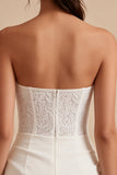 Vestido Mini Chuveiro de Noiva Bodycon Bodycon Branco Sem Alças com renda