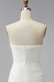 Vestido Mini Chuveiro de Noiva Bodycon Bodycon Branco Sem Alças com renda