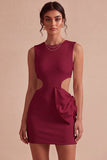 Bodycon Vestido Branco Recortado de Gola Redonda com Laço