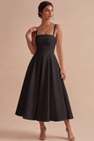 Vestido de Noivado Midi Elegante de Tiras Brancas Linha A