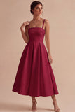 Vestido de Noivado Midi Elegante de Tiras Brancas Linha A