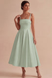 Vestido de Noivado Midi Elegante de Tiras Brancas Linha A