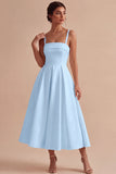 Vestido de Noivado Midi Elegante de Tiras Brancas Linha A