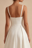Vestido de Noivado Midi Elegante de Tiras Brancas Linha A