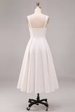 Vestido de Noivado Midi Elegante de Tiras Brancas Linha A