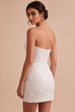 Vestido de duche de noiva Sweetheart White Floral Bodycon