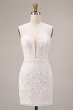 Vestido de duche de noiva Sweetheart White Floral Bodycon