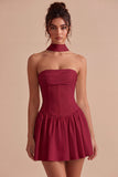 Vestido de duche de noiva A-Line Corset sem alças com cachecol