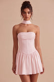 Vestido de duche de noiva A-Line Corset sem alças com cachecol