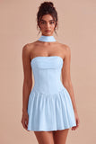 Vestido de duche de noiva A-Line Corset sem alças com cachecol