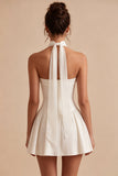 Vestido de duche de noiva A-Line Corset sem alças com cachecol