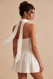 Vestido de duche de noiva A-Line Corset sem alças com cachecol