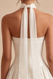 Vestido de duche de noiva A-Line Corset sem alças com cachecol