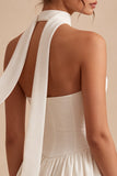 Vestido de duche de noiva A-Line Corset sem alças com cachecol
