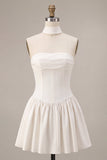 Vestido de duche de noiva A-Line Corset sem alças com cachecol