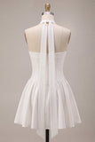 Vestido de duche de noiva A-Line Corset sem alças com cachecol