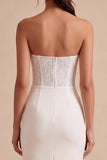 Vestido de Noivado Branco Bodycon Branco com Fenda