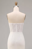 Vestido de Noivado Branco Bodycon Branco com Fenda