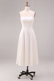 Vestido de noivado Midi branco A-Line com decote halter