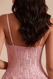 Vestido Curto de Regresso a Casa Corredor Cor-de-Rosa com Lantejoulas em Níveis A