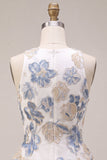 Vestido Curto de Regresso a Casa Jacquard Flor de Ameixeira Branca Com Folhos A