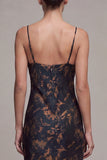 Vestido formal longo floral com gola de sereia preta