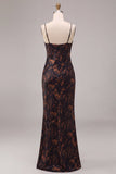 Vestido formal longo floral com gola de sereia preta