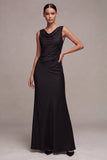 Vestido formal preto sem mangas sem mangas em forma de sereia
