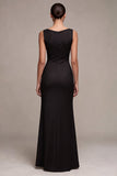 Vestido formal preto sem mangas sem mangas em forma de sereia