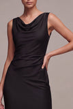 Vestido formal preto sem mangas sem mangas em forma de sereia