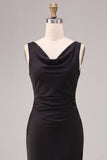 Vestido formal preto sem mangas sem mangas em forma de sereia