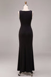 Vestido formal preto sem mangas sem mangas em forma de sereia