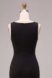 Vestido formal preto sem mangas sem mangas em forma de sereia