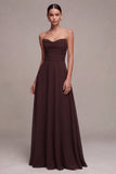 Vestido Formal Longo A-Line Honeyheart Dark Coffee Sweetheart