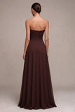 Vestido Formal Longo A-Line Honeyheart Dark Coffee Sweetheart