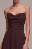 Vestido Formal Longo A-Line Honeyheart Dark Coffee Sweetheart
